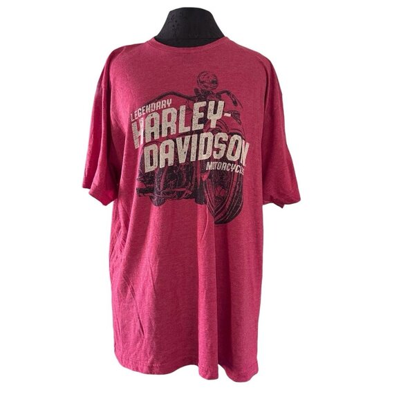 Harley Davidson T-Shirt Men’s XL Red Short Sleeve Biker Motorcycle Mad River OH - Picture 1 of 6
